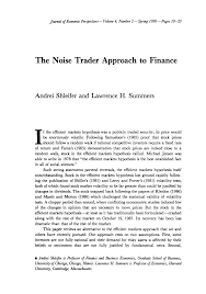 The Noise Trader Approach to Finance by Andrei Schleifer, Laurence H.Summers