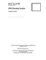 Examination Book Morning Section (1999) by CFA Level 2