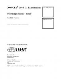 Examination Morning Session - Essay (2002) by CFA Level 3