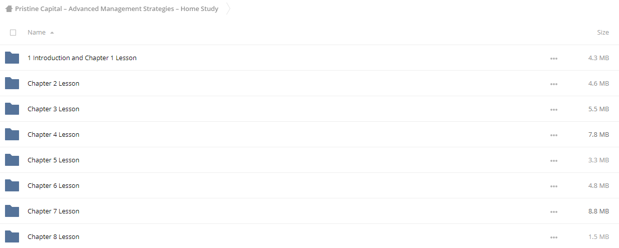 Pristine Capital - Advanced Management Strategies - Home Study