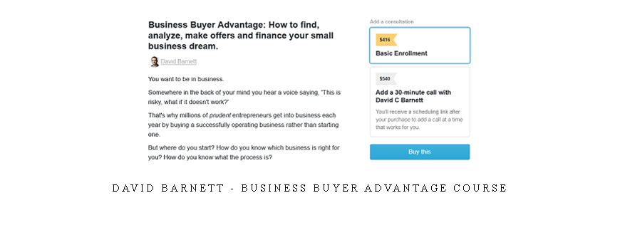 David Barnett – Business Buyer Advantage Course